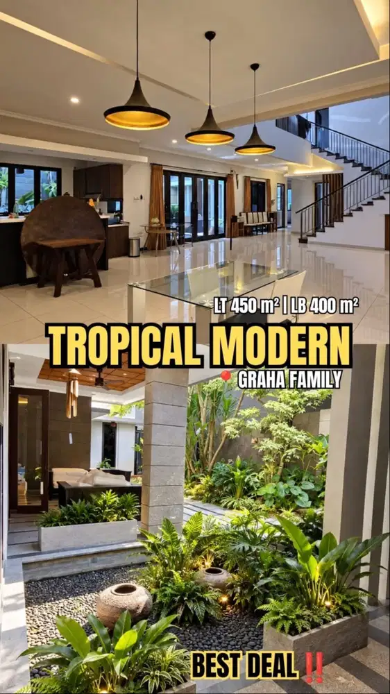 DIJUAL RUMAH MODERN TROPICAL GRAHA FAMILY SURABAYA SEMI FURNISH!