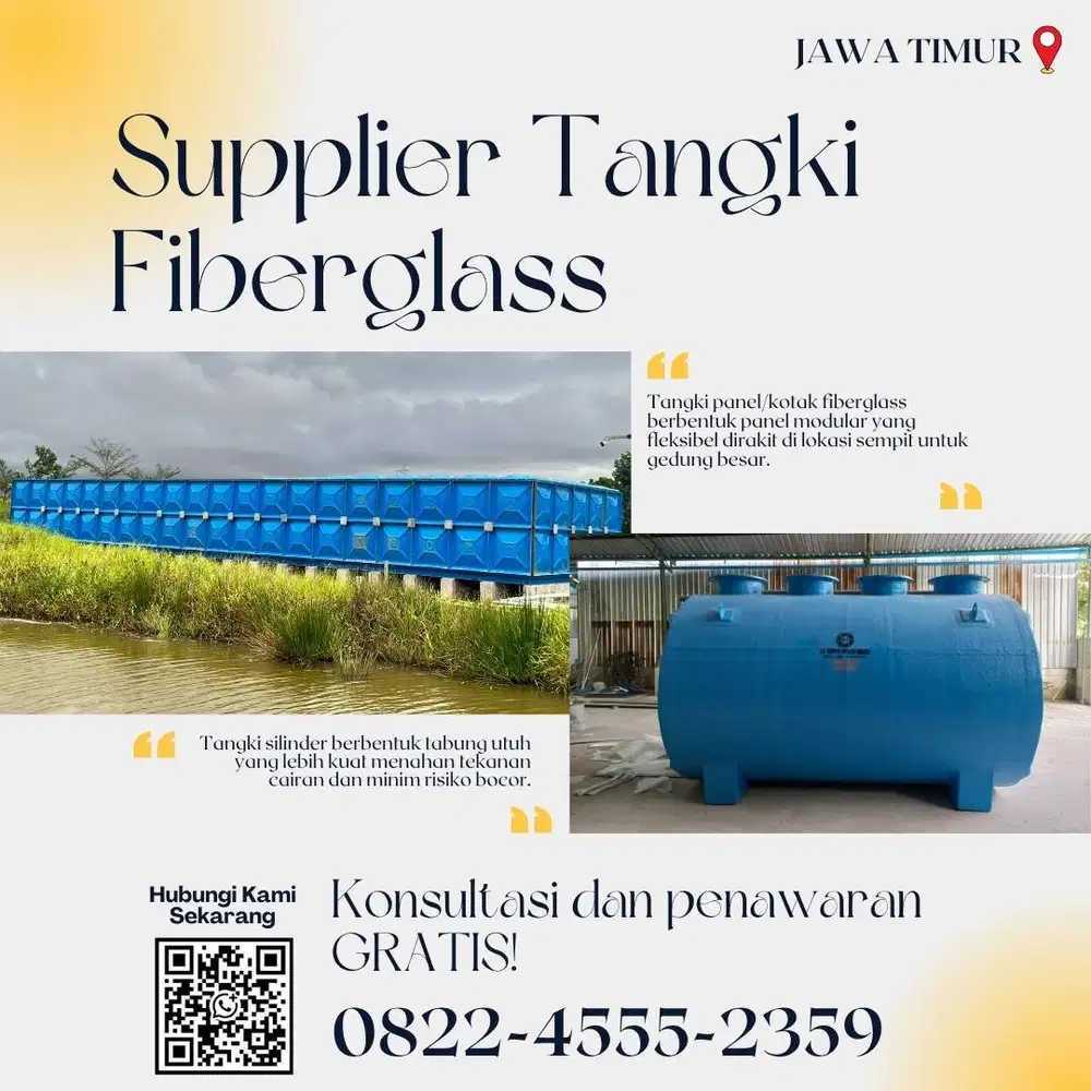Tangki Fiberglass FRP-Panel Tank, Roof Tank & Ground Tank Sidoarjo