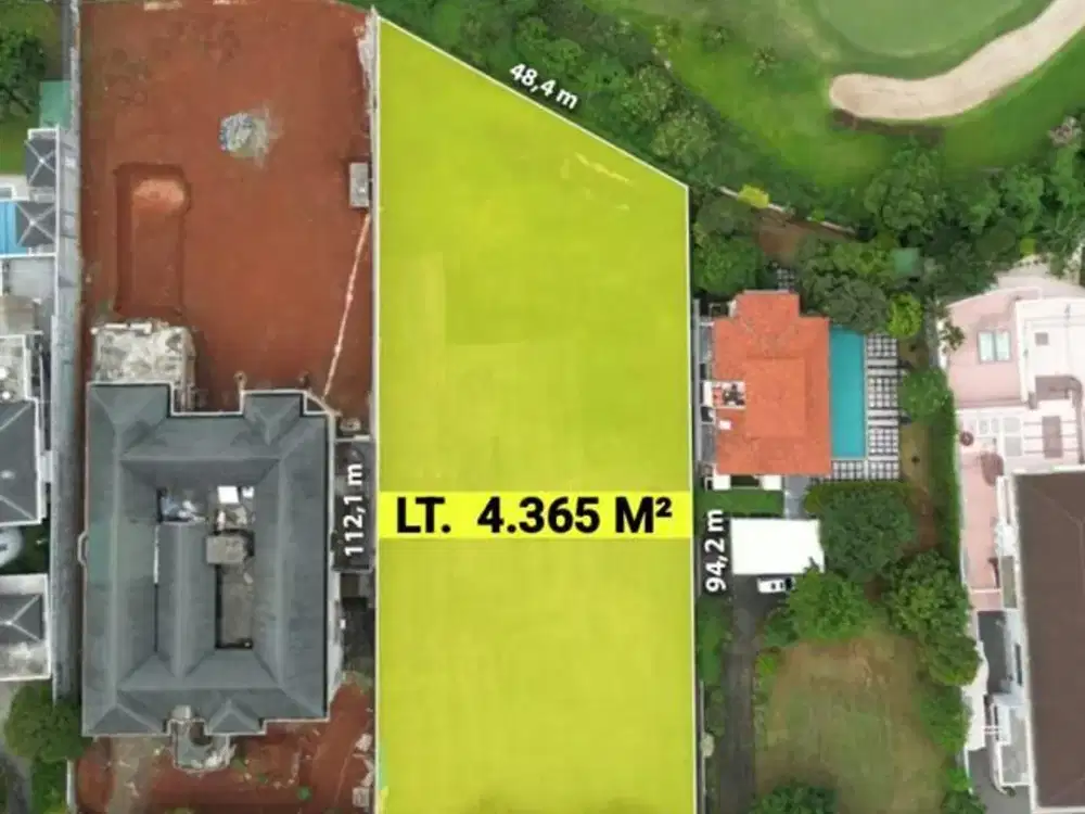 DIJUAL TANAH KAV BUKIT GOLF PONDOK INDAH – LT 4.365 M², VIEW LAPANGAN GOLF, 70 JT/M² NEGO