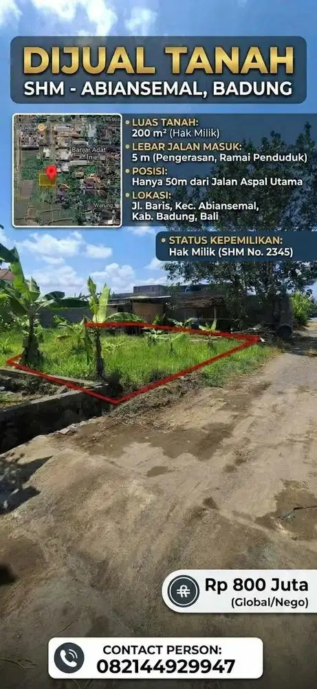 Jual Tanah Strategis Untuk Rumah Pribadi dan Kos Kosan