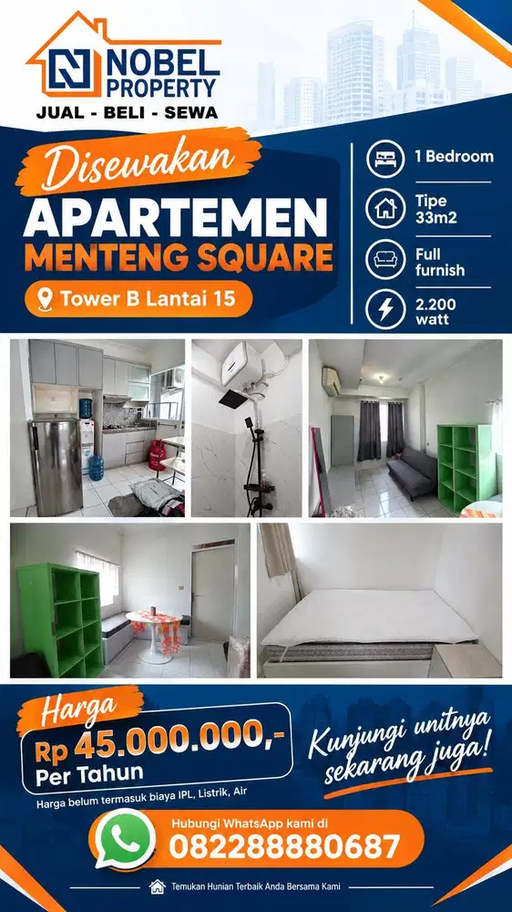 Disewakan Apartemen Menteng Square Furnished Tower B Lantai 15