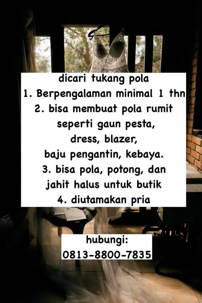 di cari tukang pola