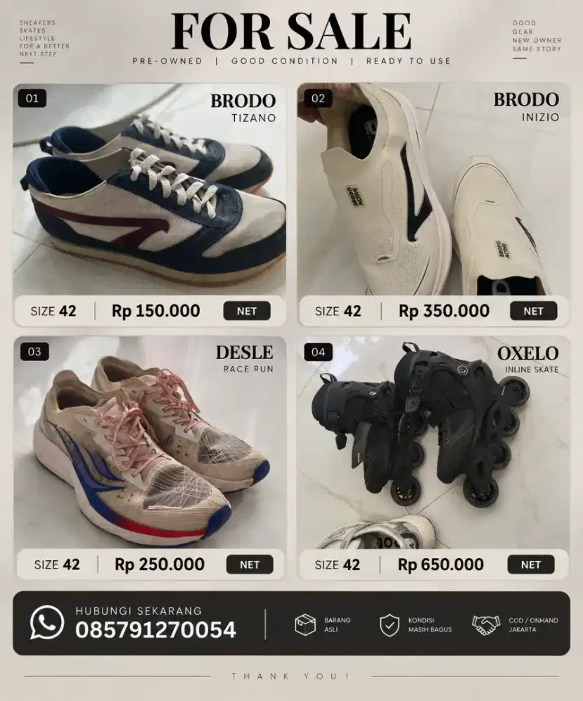 jual sepatu, mulai dari sneaker, sepatu running, dan sepatu roda