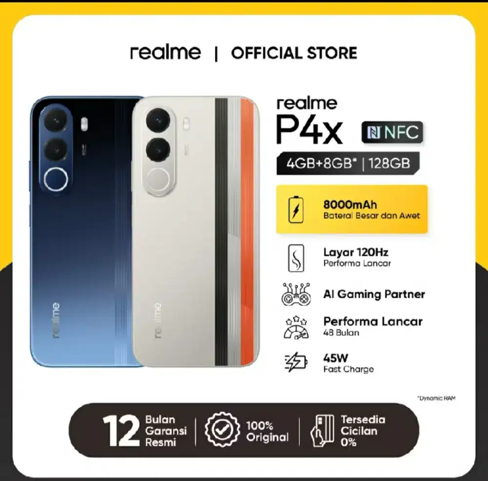 Ready juga hp baru bergaransi se-Indonesia Realme P4x 4+8 | 128 gb