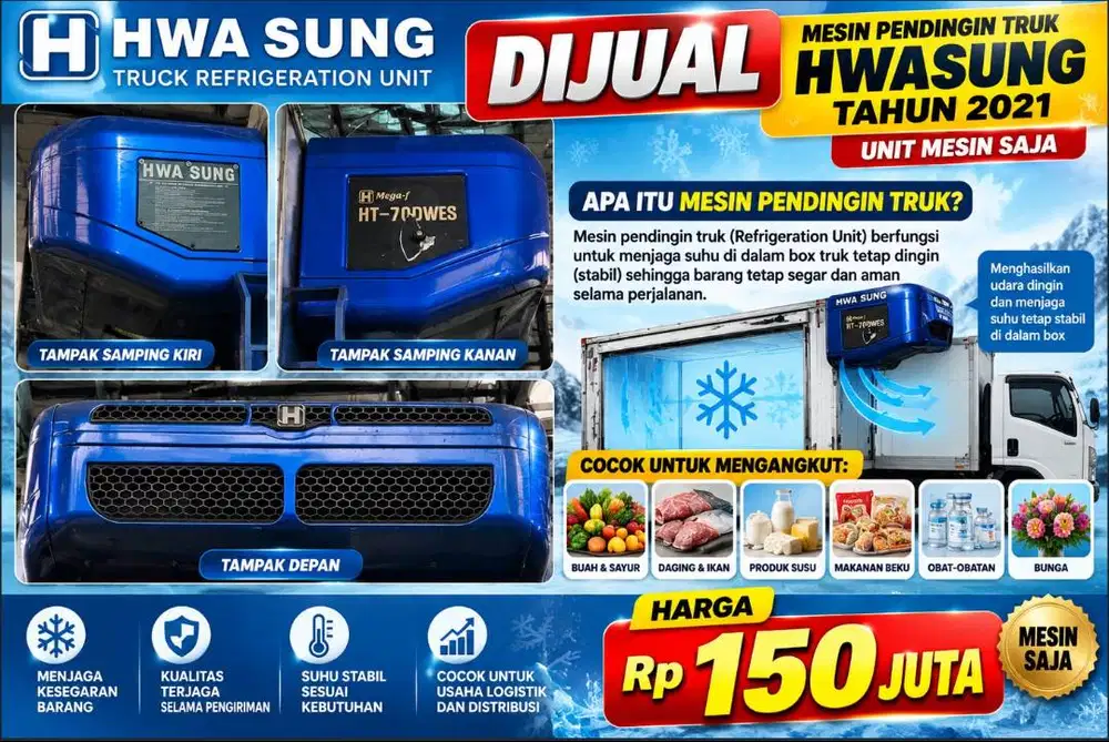 JUAL MESIN PENDINGIN TRUK BOX MEREK HWASUNG Mega-f HT-700WES 2021