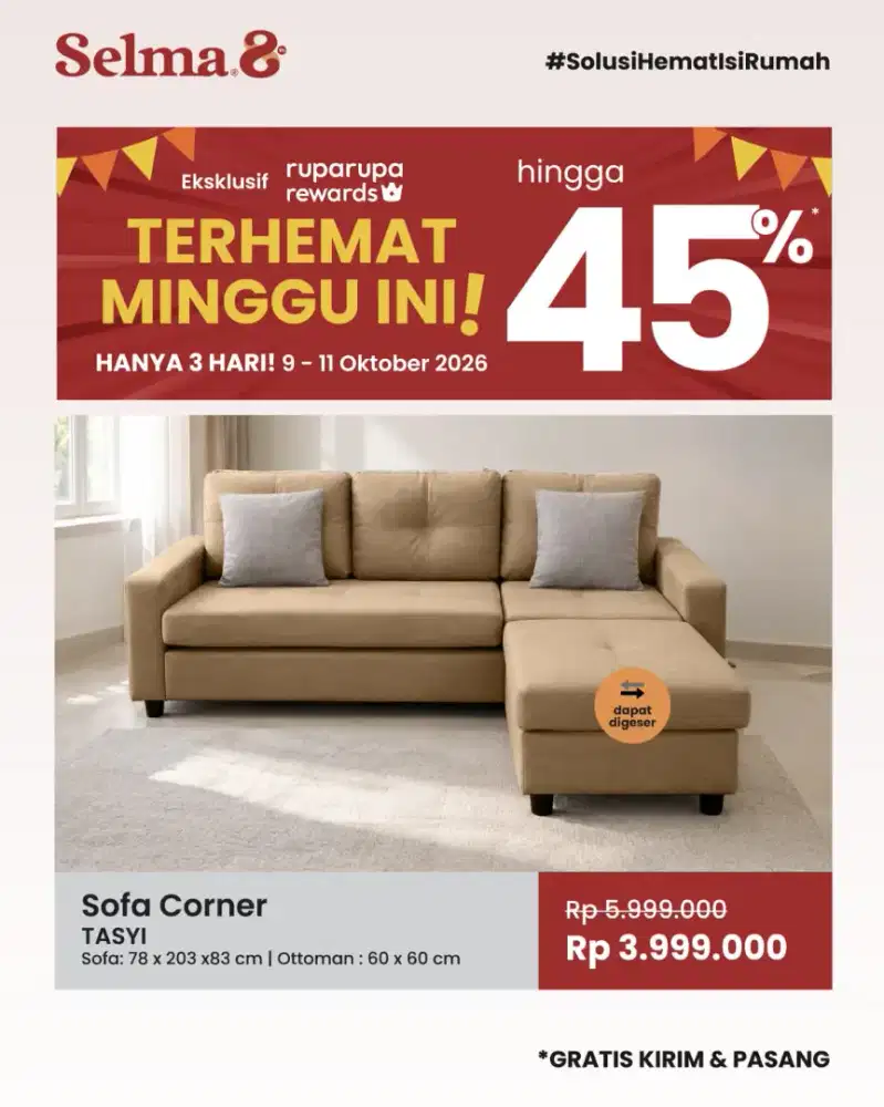 Sofa tamu L murah