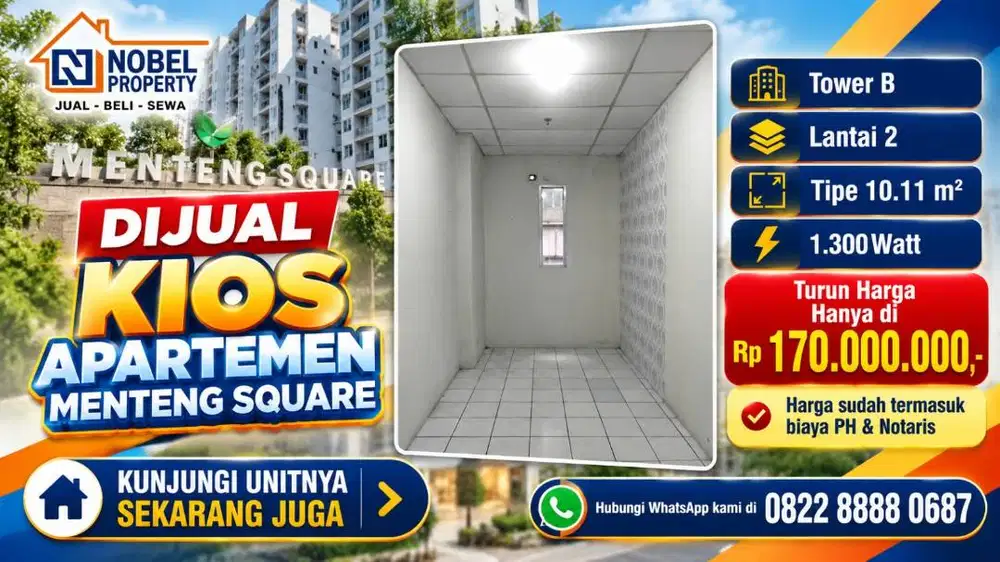 Dijual Kios Area Komersil Apartemen Menteng Square Jakarta Pusat