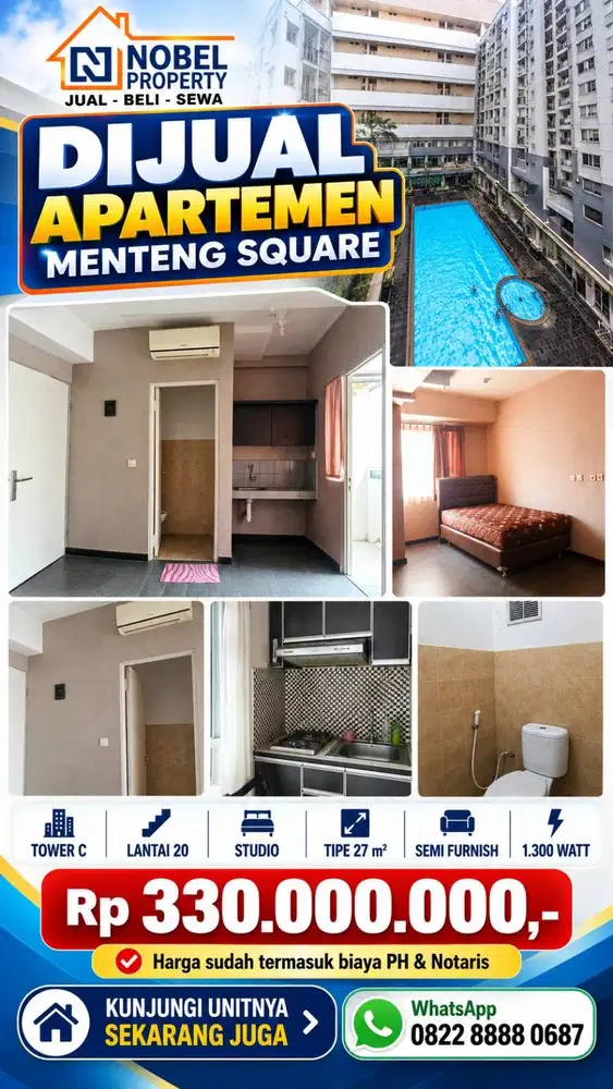 Dijual Apartemen Menteng Square Tipe Studio Strategis Jakarta Pusat