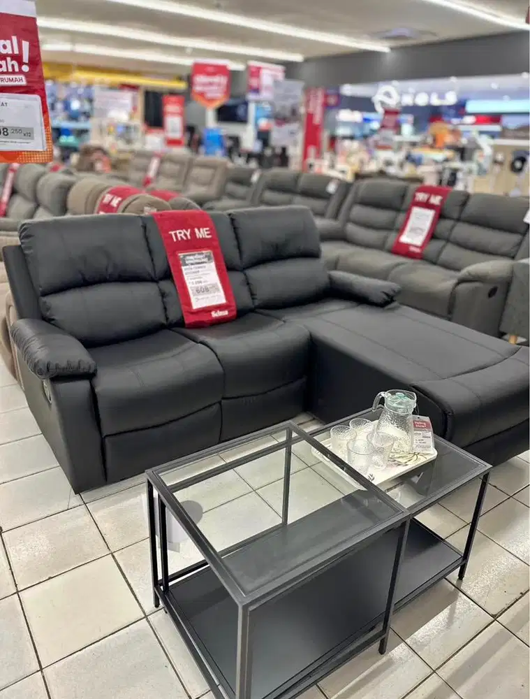 Promo Sofa L Corner Recliner Liverton Hitam | Selma Naga Tambun