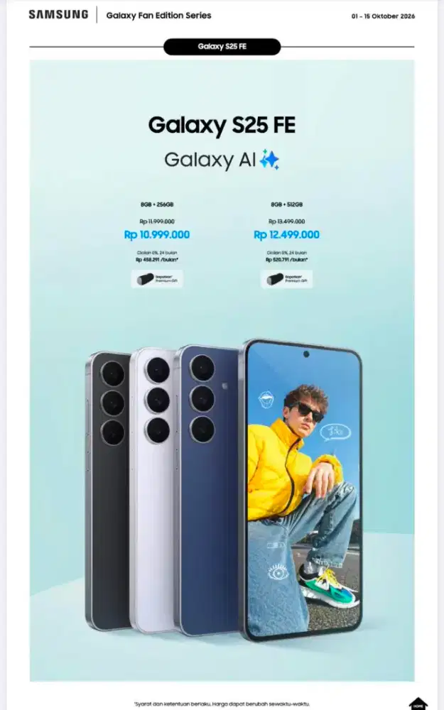 Promo Samsung Galaxy S25 Fe, cicilan cukup pakai KTP bunga 0%