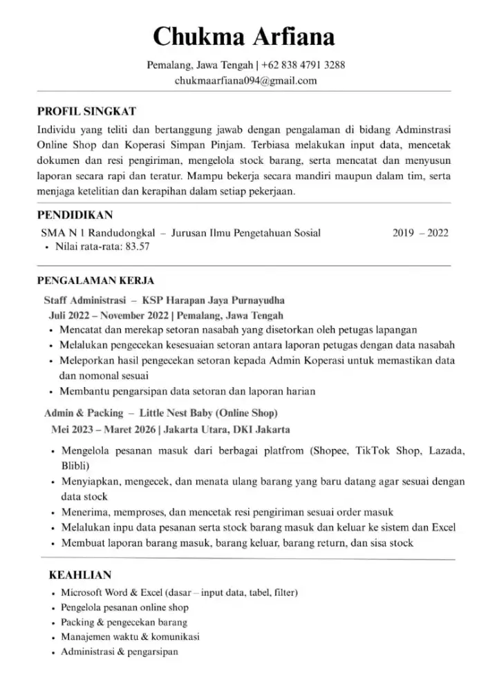 info lowongan pekerjaan