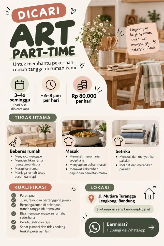 Dicari ART Pulang Pergi – Bandung