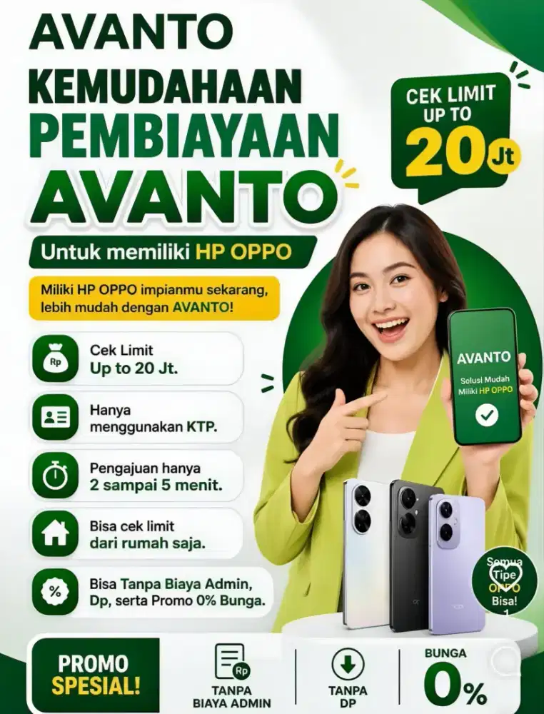 Oppo kredit mudah dan cepat, proses bisa online tanpa DP0%