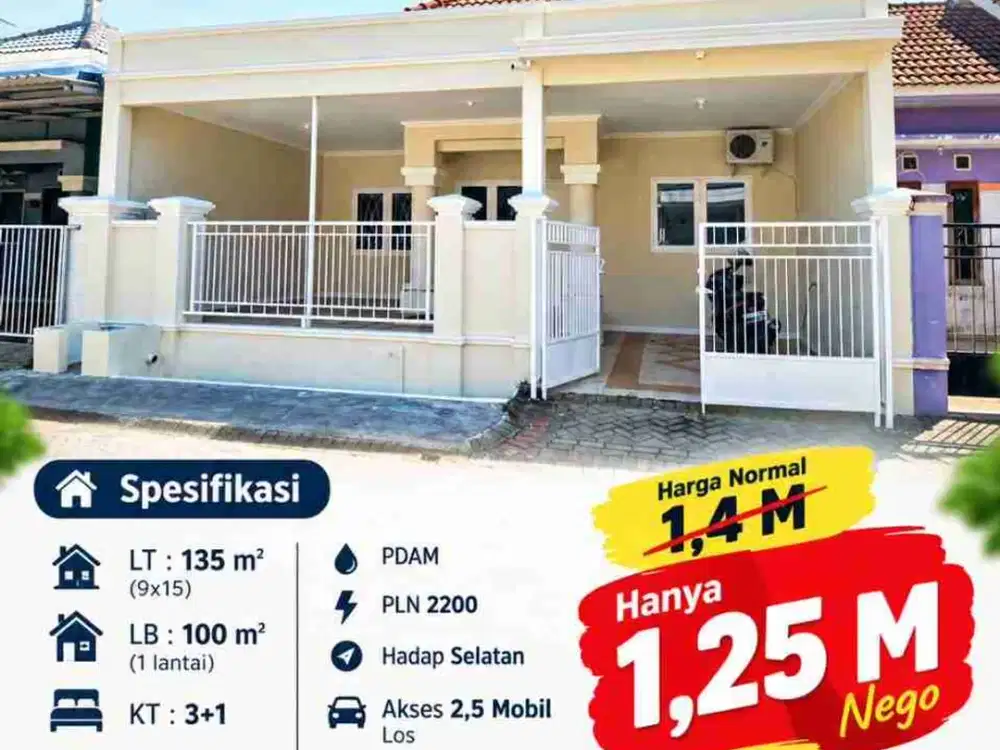 RUMAH FULL RENOVASI DIJUAL MURAH LOKASI DI PERUMAHAN GRAHA TIRTA KEC. WARU