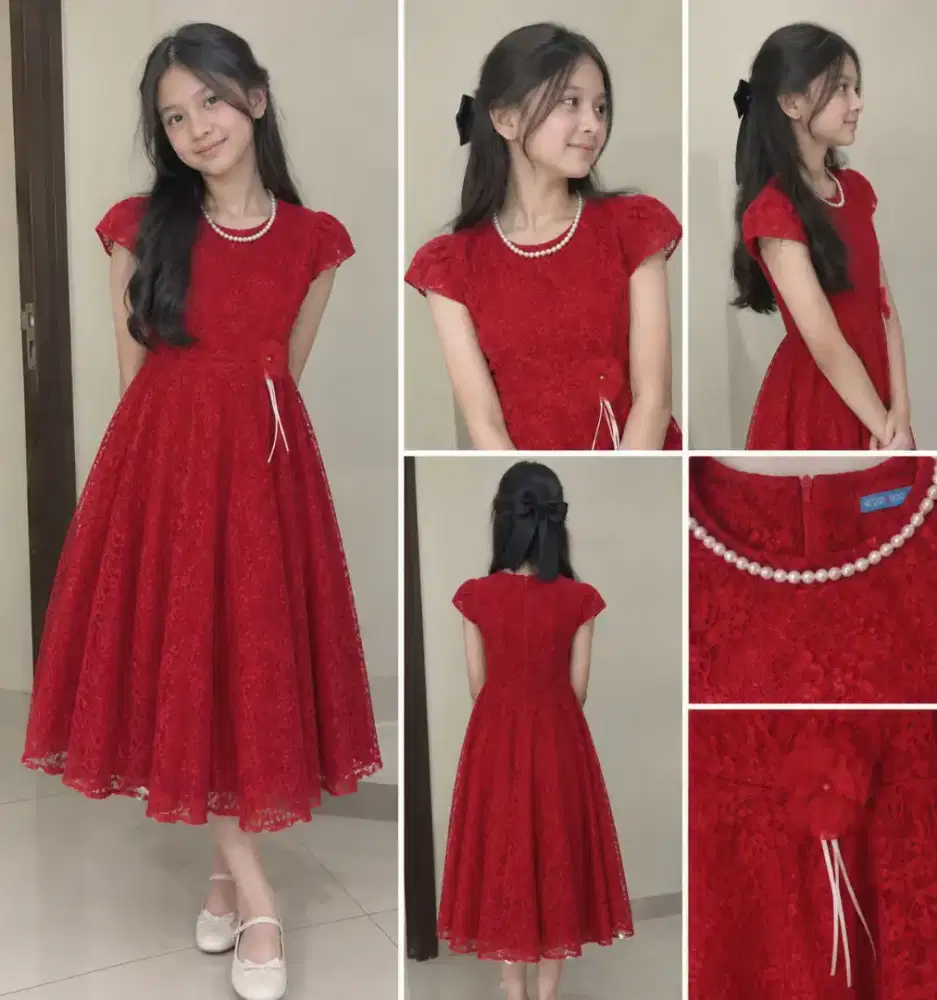 Dress brokat merah
