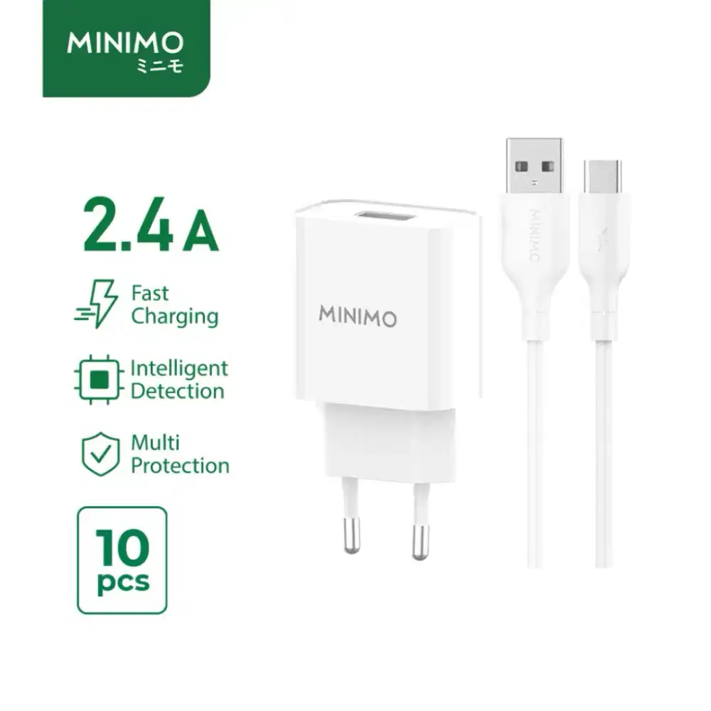 Minimo CGF02 Charger USB Fast Charge 2.4A with Cable CGF02-C Type C