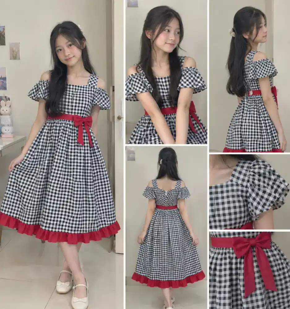 Dress pesta kotak kotak