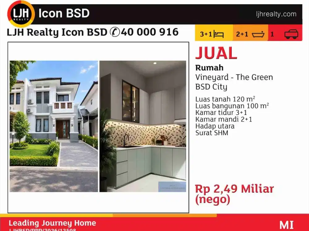 Di Jual Rumah Hunian Vineyard The Green BSD City