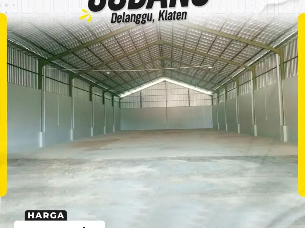 Disewakan Gudang 2.500 m² Akses kontener di Tlobong Delanggu Klaten 280jt/tahun
