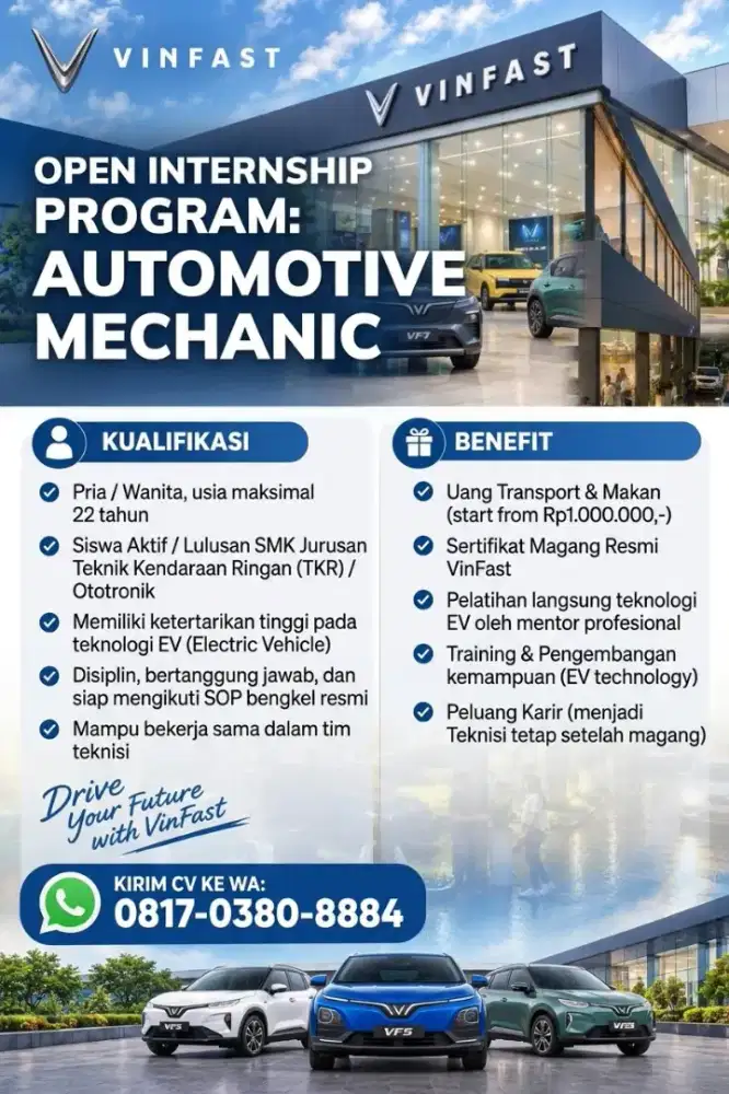 OPEN INTERNSHIP PROGRAM – AUTOMOTIVE MECHANIC | VINFAST PARUNG