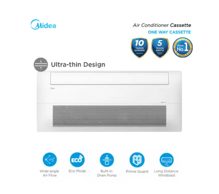 Midea AC Cassette 1 Way 1 1/2 PK Celest - MCUCE-12CRFN8