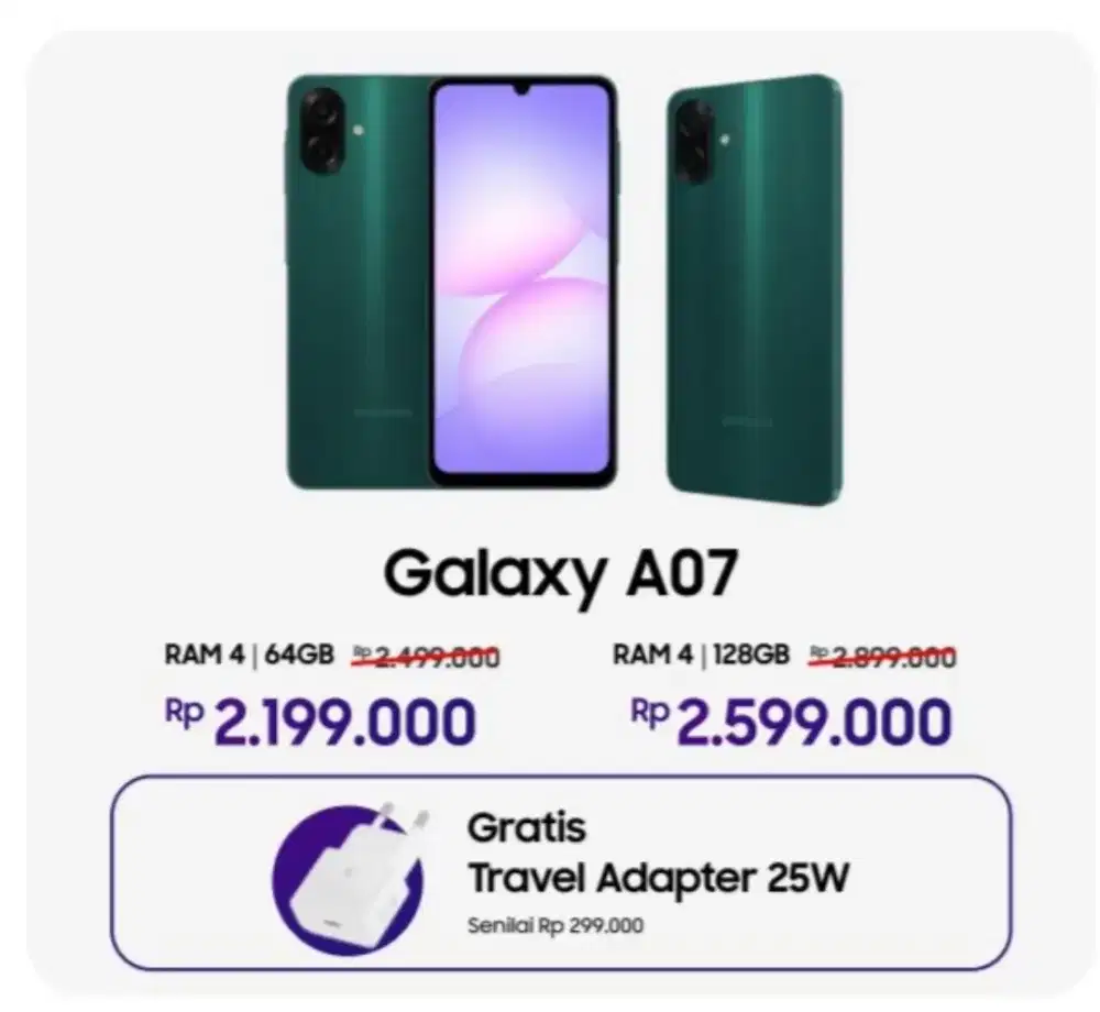 Samsung Galaxy A07 RAM 4GB – Harga Mulai Rp2,19 Juta + Promo Indodana