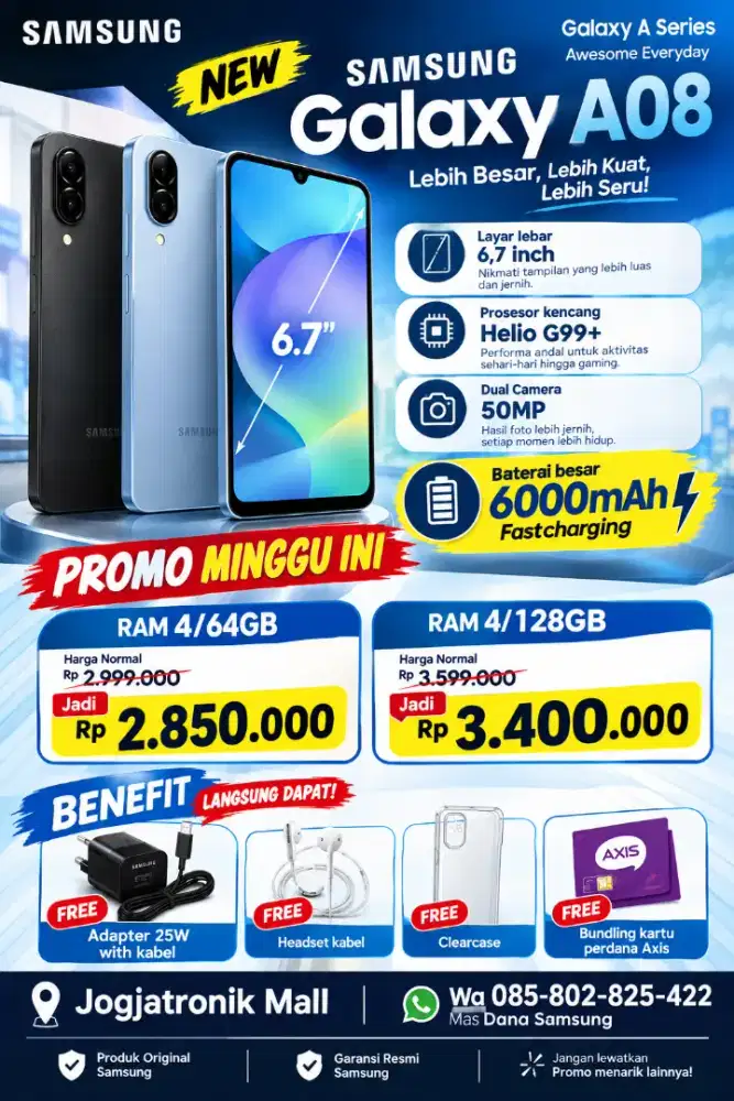 FREE ADAPTER! SAMSUNG GALAXY A08 4/128 BISA COD
