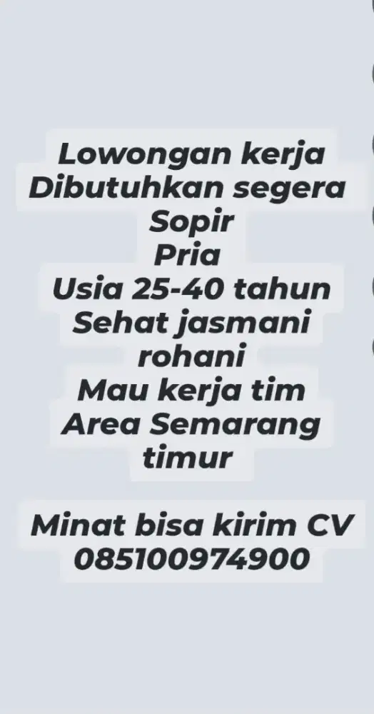 Lowongan kerja sopir