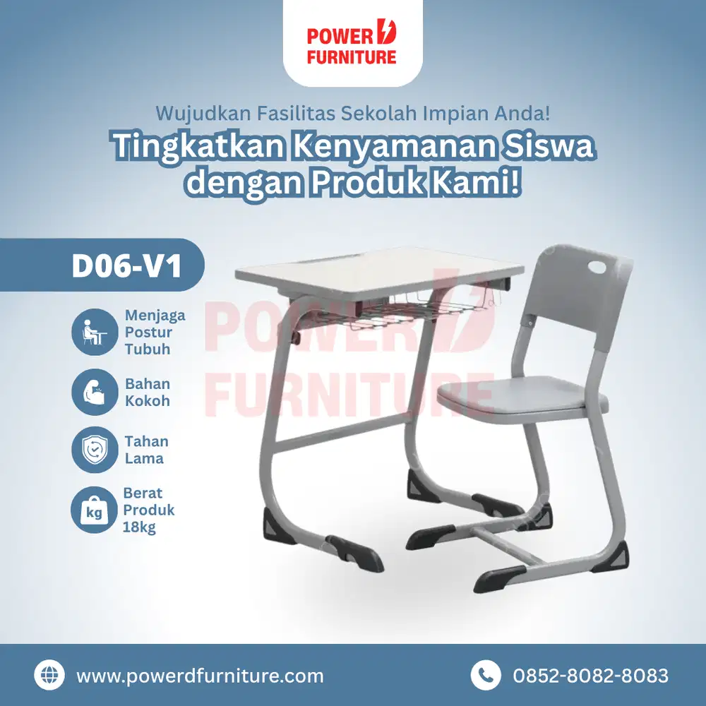Meja Belajar Sekolah Tipe D06 - Kursi Siswa | Kursi Meja Sekolah