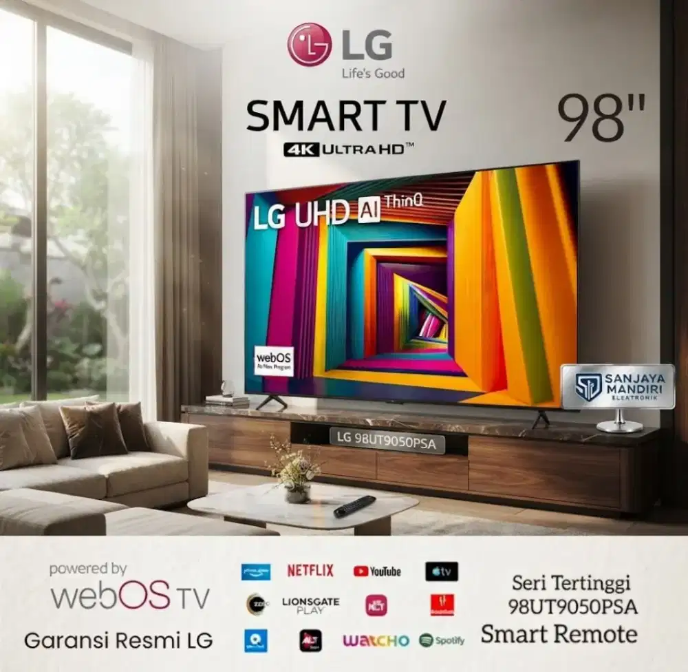 LG 4K UHD AI TV 98 Inch Smart TV 98UT9050PSA HDR10 PRO AI Sound Pro