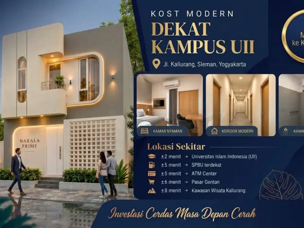Investasi Pasti Cuan! Kost Eksklusif 2 Lantai SHM Ready Dekat Kampus UII Jogja | Fully Furnished