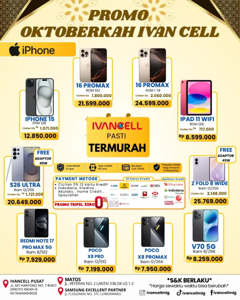 UPDATE PRICELIST IPHONE TERBARU 
FREE AKSESORIS 
PROMO HARGA TERMURAH