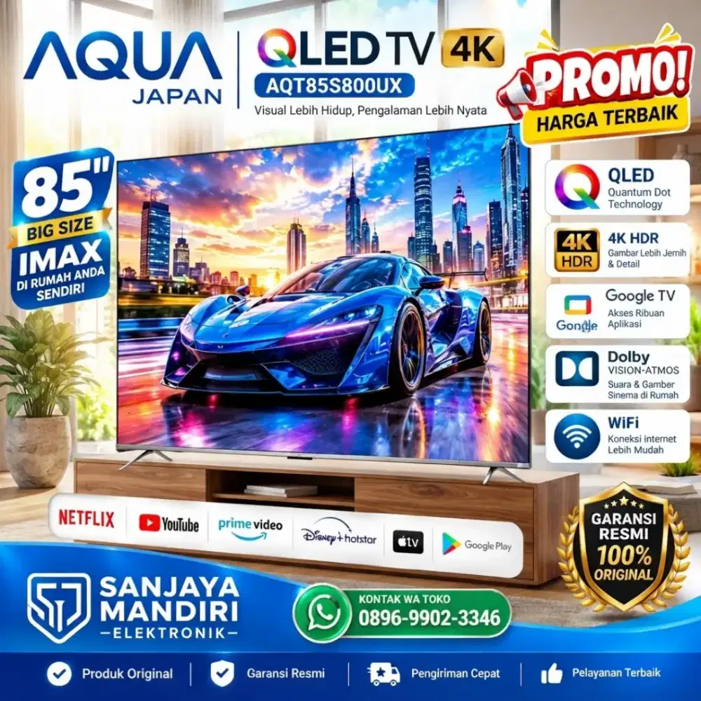 AQUA QLED 4K 85 Google TV AQT-85S800UEX Dolby Atmos NEFLIX HDR10