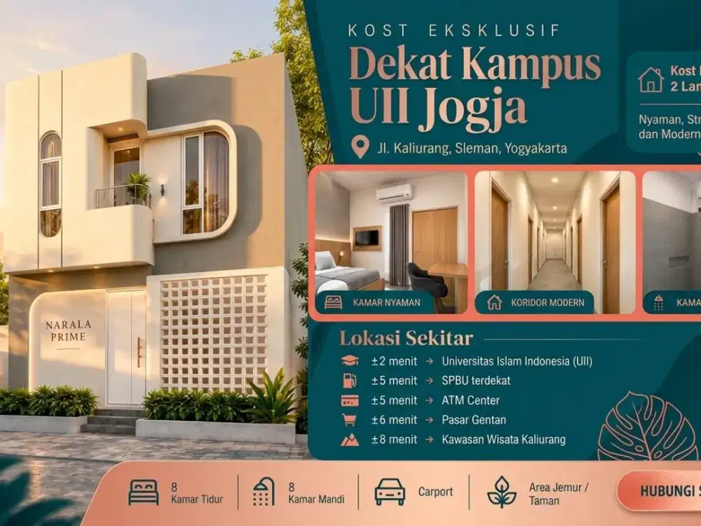 Dijual Kost Eksklusif Modern 1 Menit dari Kampus UII Jl. Kaliurang | Potensi Passive Income Melimpah