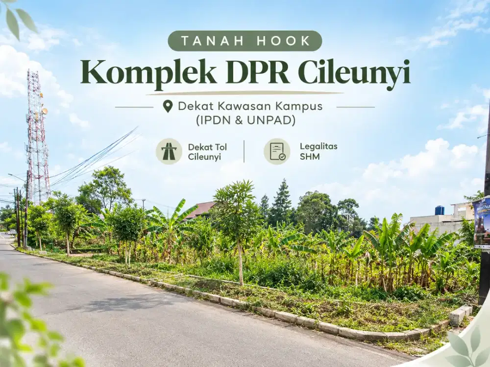 Dijual Tanah Hook Dekat Tol Cileunyi - Dekat Komplek DPR