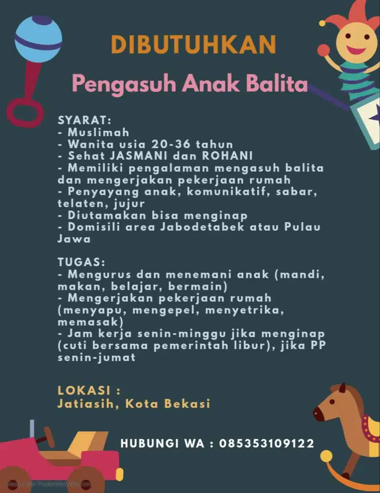 Dibutuhkan Pengasuh Anak Balita