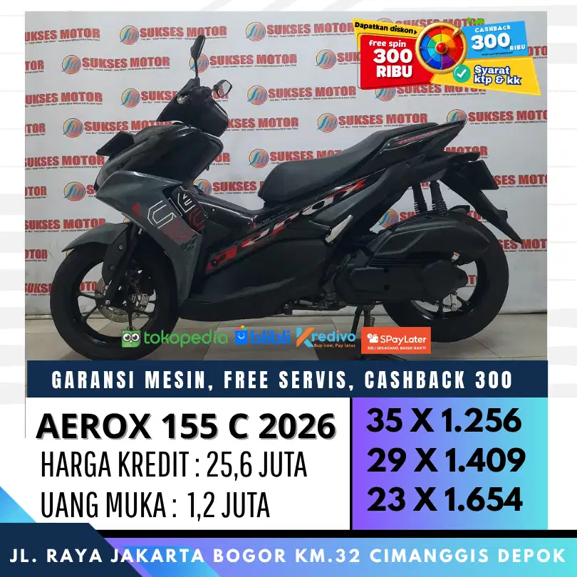 NEW AEROX 155 C 2026 MULUS CASH KREDIT CASHBACK 300 UNIT BERGARANSI