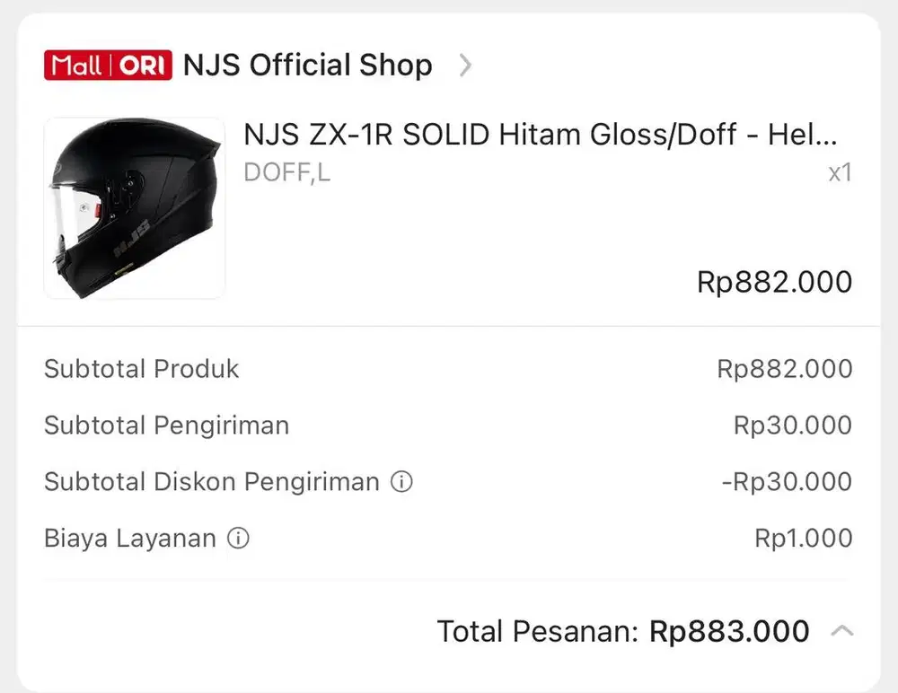 Helm NJS zx-1R Solid Hitam