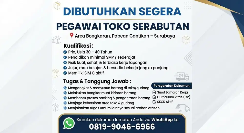 LOKER Pegawai Toko Serabutan
