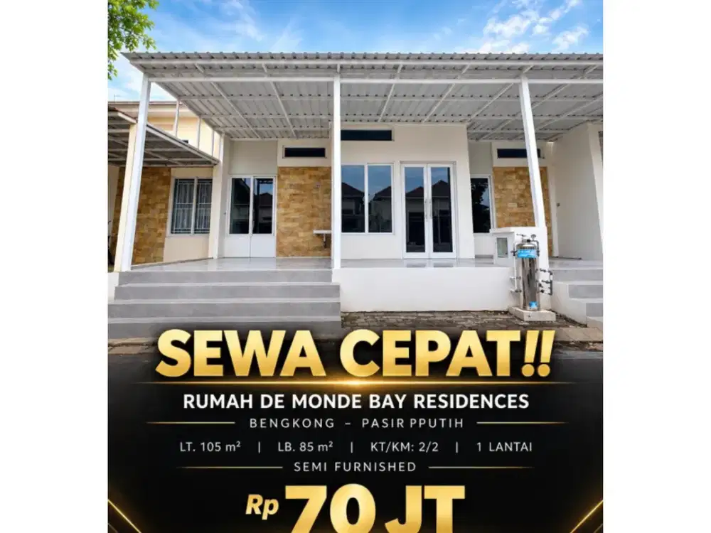 Sewa Rumah Monde Bay Residence minimalis Semi Furnish Pasir Putih Bengkong Batam