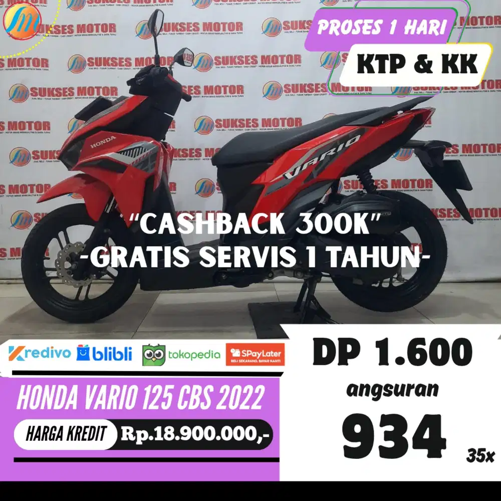 HONDA VARIO 125 CBS 2022 JUAL CEPAT CASH/KREDIT/SPAYLATER BERGARANSI