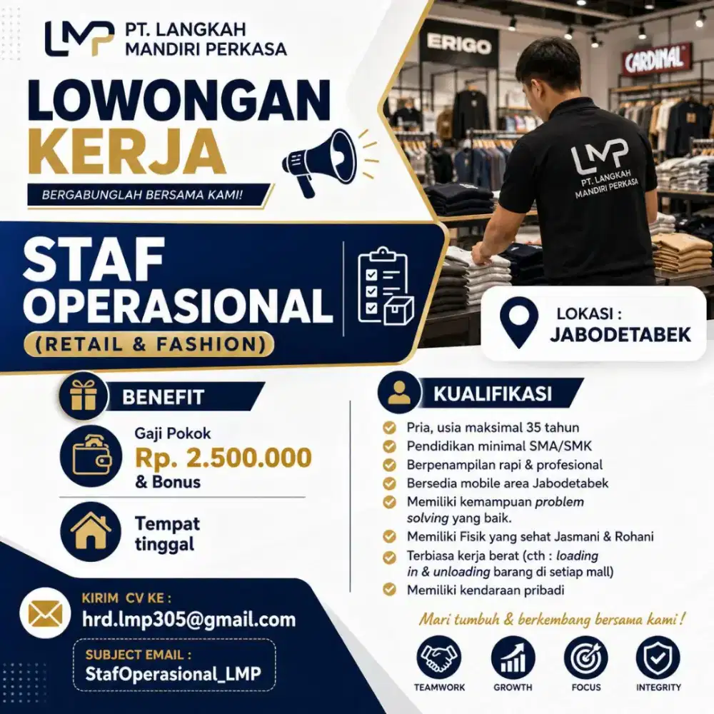DIBUTUHKAN SEGERA STAFF OPERASIONAL LODING IN & OUT