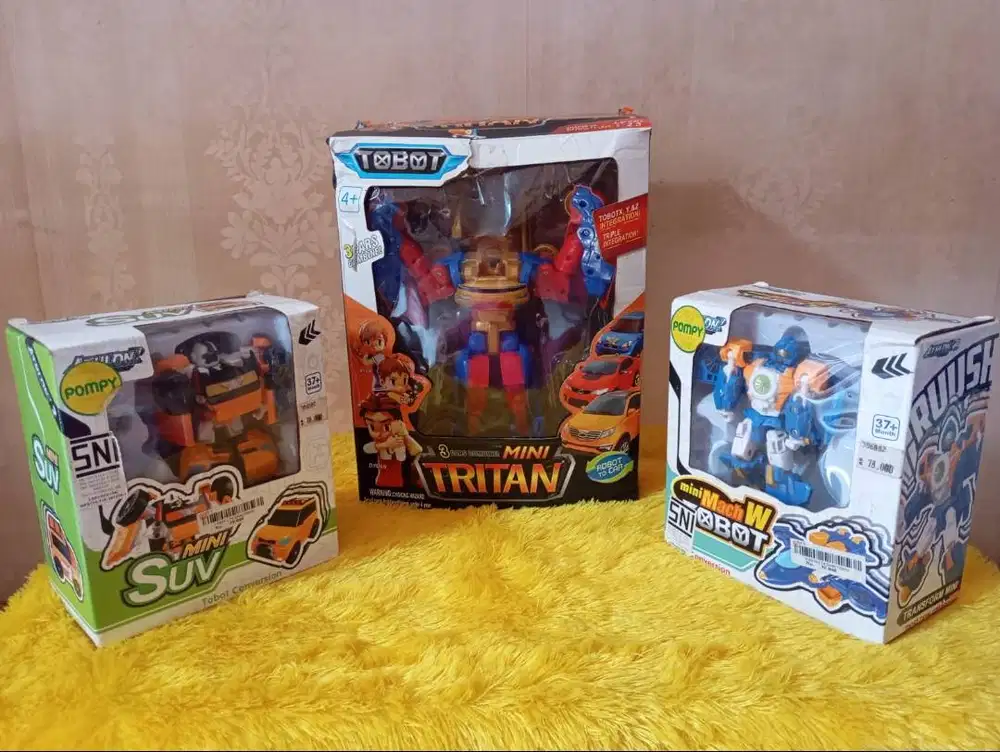 Borongan 3 Pcs Mainan Robot Tobot Mini Tritan + Mach W + Athlon SUV