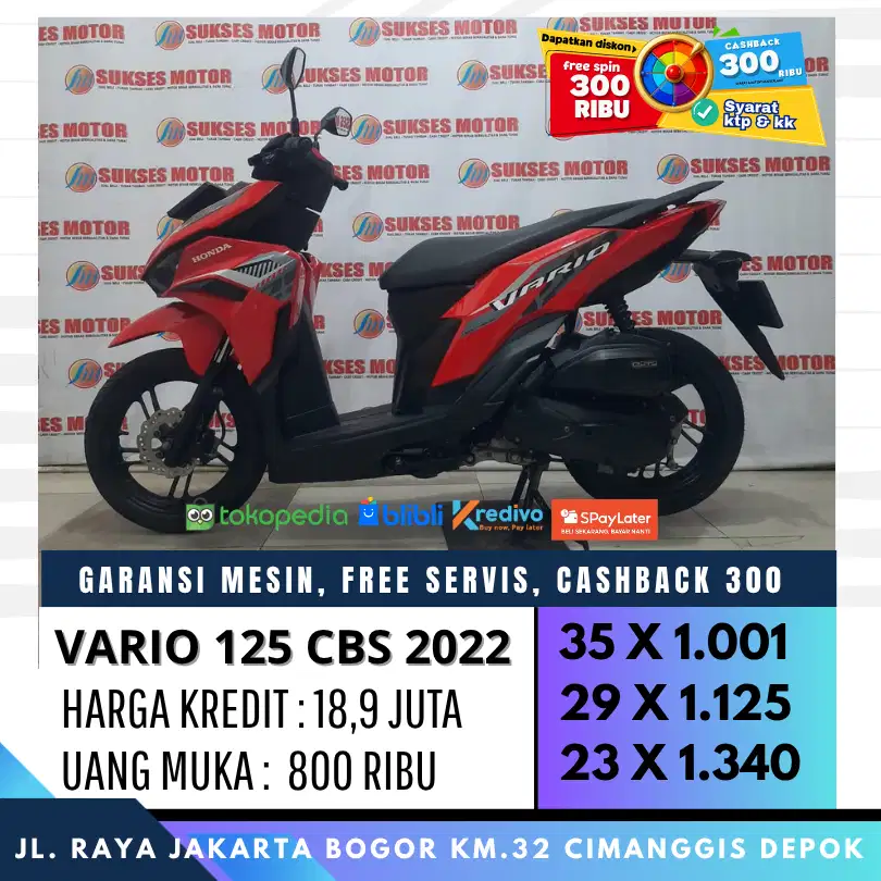 HONDA VARIO 125 CBS 2022 MULUS CASH/KREDIT CC/PAYLATER UNIT BERGARANSI