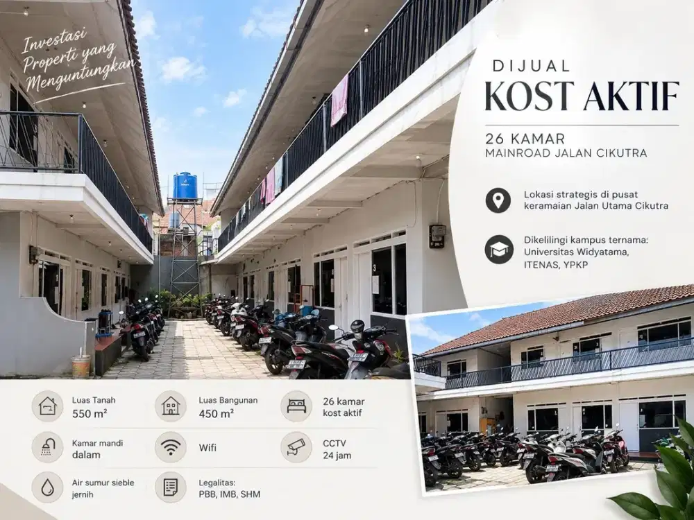 KOST AKTIF 26 KAMAR MAINROAD -KAMPUS WIDYATAMA, ITENAS, YPKP