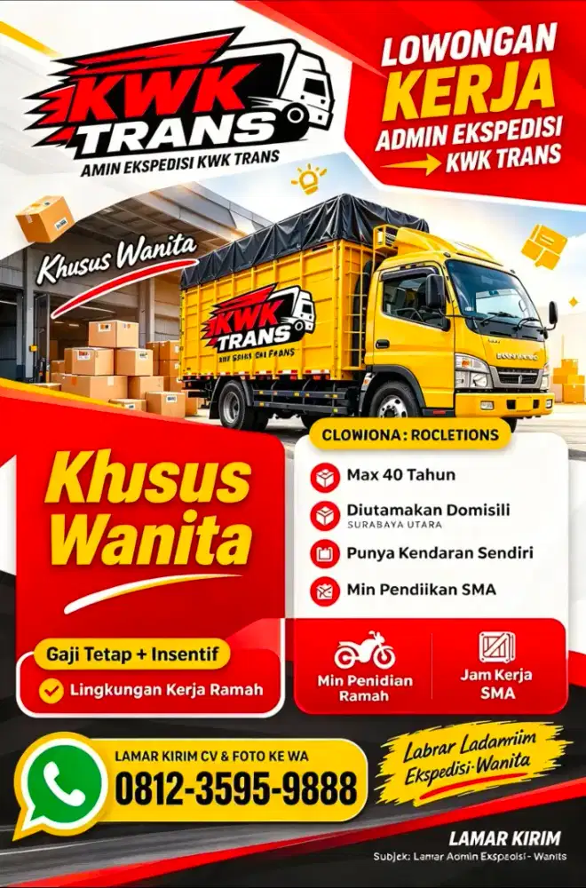 LOWONGAN KHUSUS WANITA UNTUK ADMIN EXPEDISI