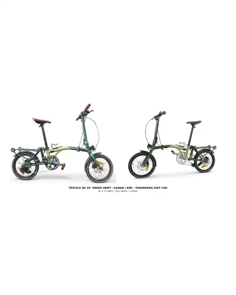Trifold 5D 16 Green Army 5 Speed Disc Brake Like New