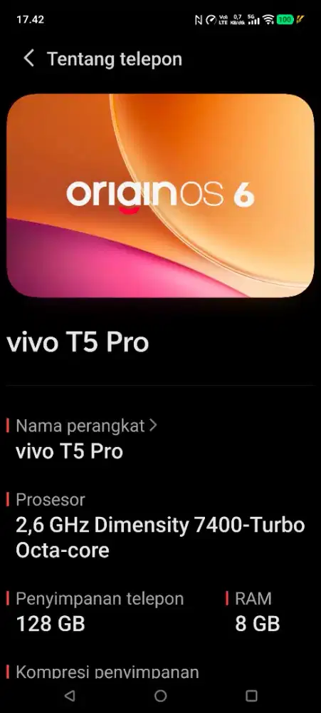VIVO T5 PRO (5G) Garansi panjang