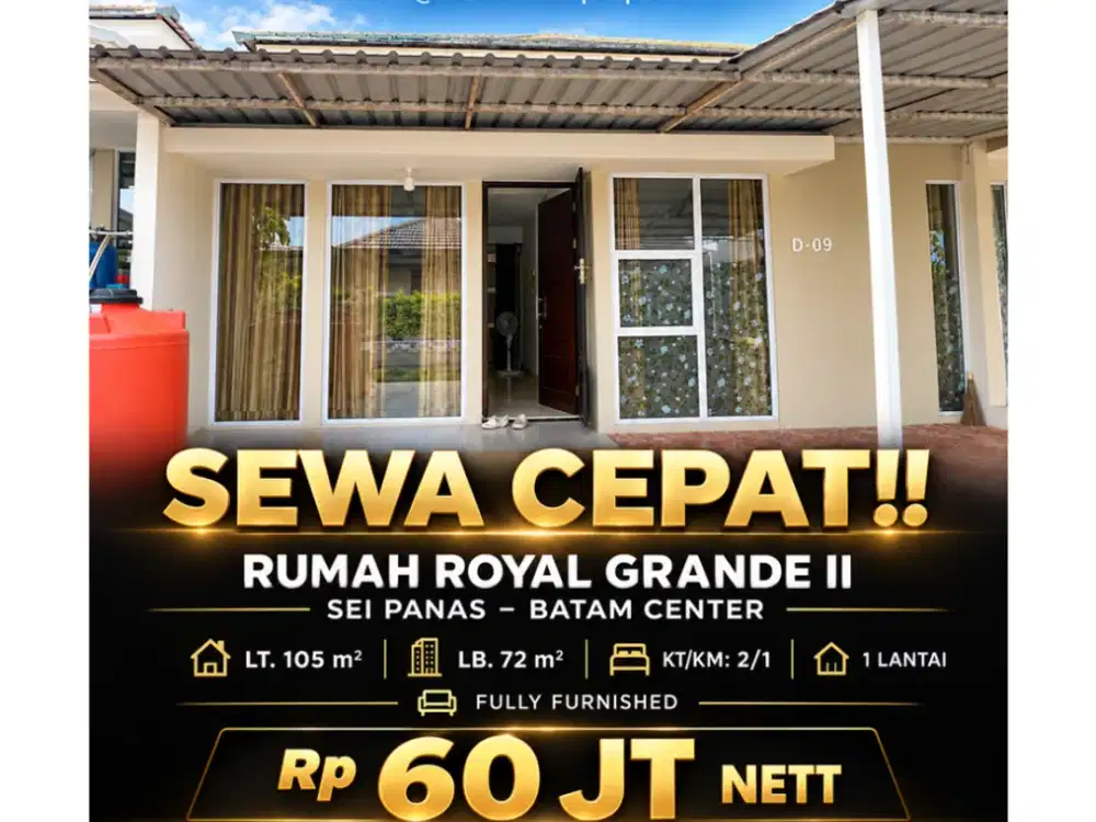 Sewa Rumah Royal Grande Fully Furnish 2KT Sei Panas Maitreya Batam Center