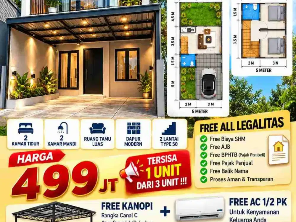 PROMO RUMAH 2 LANTAI HERTASNING BARU SISA 1 UNIT